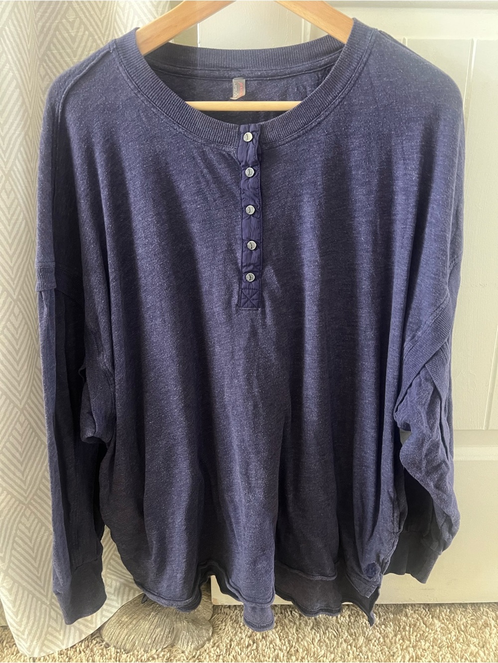 FP Movement by Free People Navy Long Sleeve Henley Top